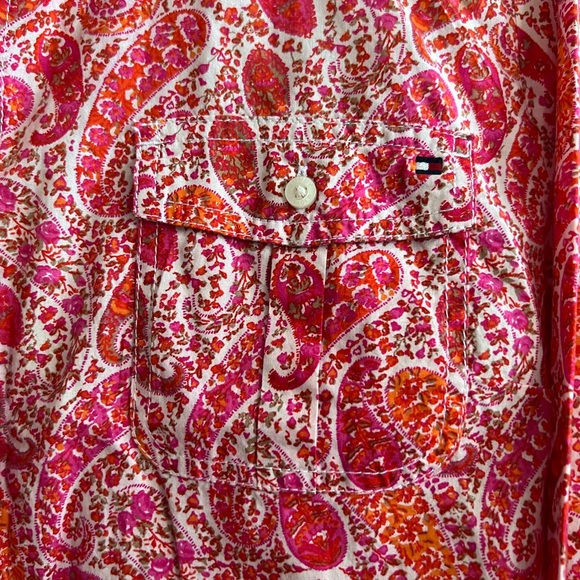 Tommy Hilfiger Women's Blouse Size XL Red/Pink Floral Classic Fit Long Sleeve - Picture 4 of 4